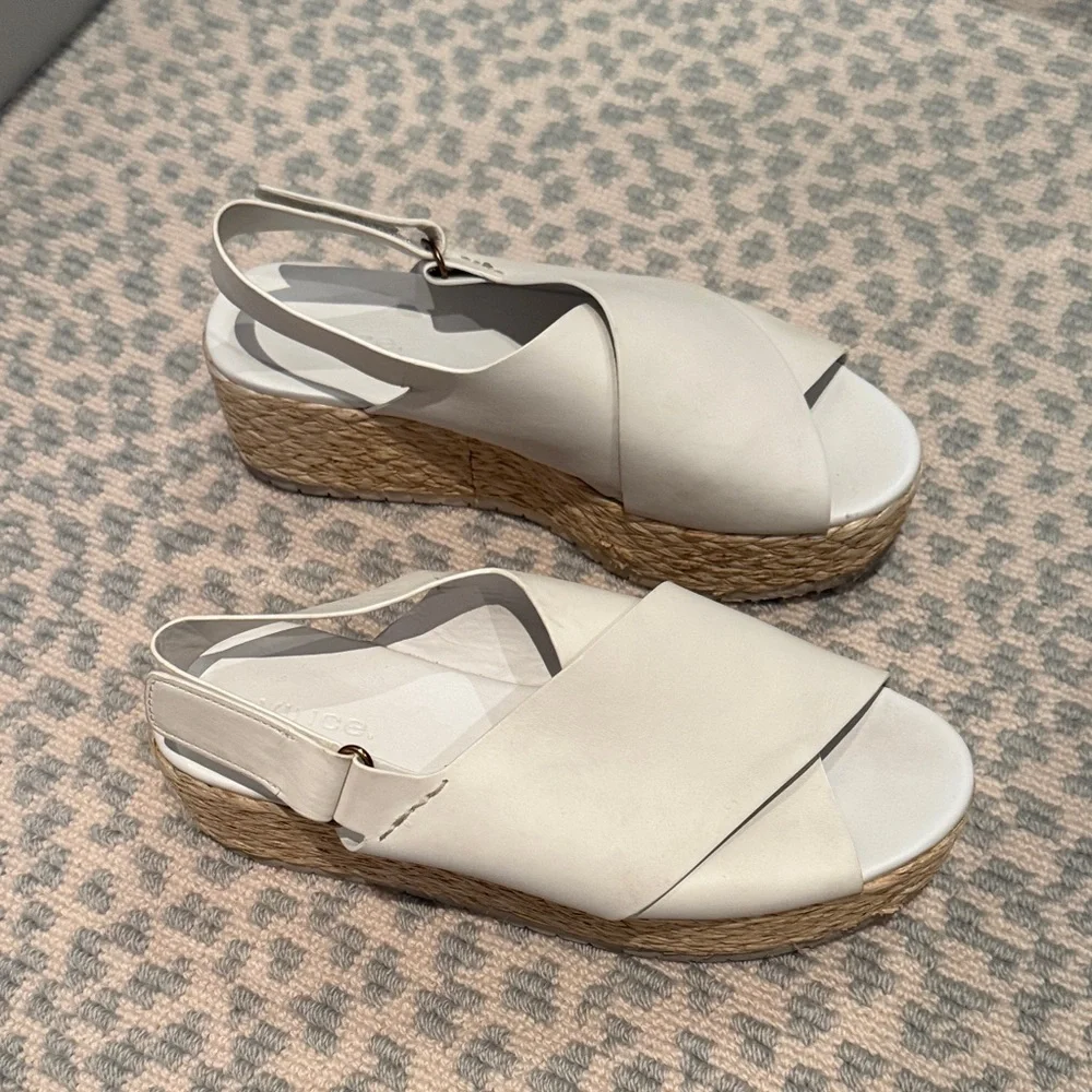 Vince White Leather Crisscross Open-Toe Espadrille Slingbacks